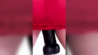 Carriejune, Slowly Sitting on Big Black Dildo