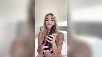 Denise Serena, Riding Big White Dildo with Showerhead on Clit