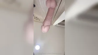 Denise Serena, Riding Big White Dildo with Showerhead on Clit
