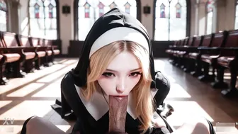 Blonde Asian Nun Resist Urge For Far To Long