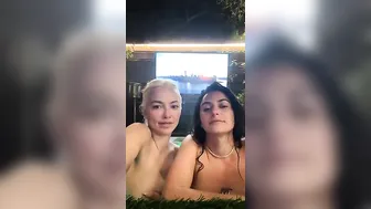 Lindsey Pelas, Steamy Outdoor Hot Tub Livestream with Lesbian Friend