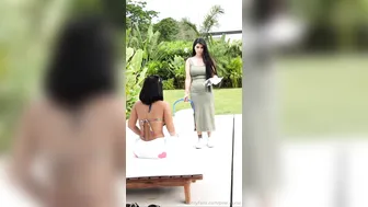 Pilar.Nurse, Michelleerabbit, Asian Lesbian Strap-On Dildo Play in Backyard