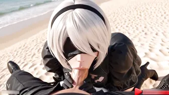 Yohra 2b Nier automata Having Fun At Stunning Beach Public