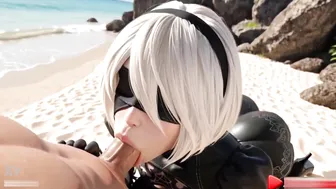 Yohra 2b Nier automata Having Fun At Stunning Beach Public