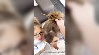 Sky Bri, Riley Reid, Two Glasses Beauties Sharing Big Cock in T-Shirt