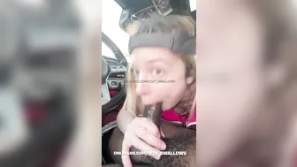 Izzy Swallows, Chic Fillet Employee Banged by Thick BBC in Car