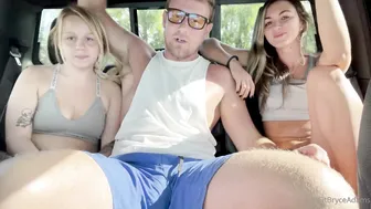 Bryce Adams, Blowjob Threesome in Car with Unicorn Friend