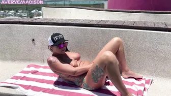 Averyemadison, Horny Beauty Masturbating on Sunny Rooftop