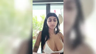 Mia Khalifa, Getting Ready Wearing White Undies in Morning