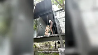 Izzy Swallows, Screwing Thick BBC Black Stud in Glass House