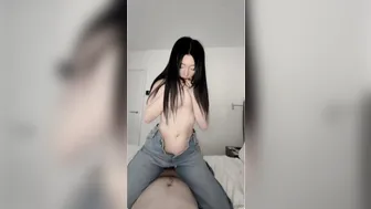Powerpufgalz, Big Titty Girl Fucking in Her Ripped Jeans with Her Pussy Out