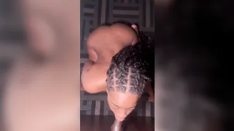 Angel Ace Pierce, Thick Ebony Babe on Her Knees Sucking a Wall Dildo