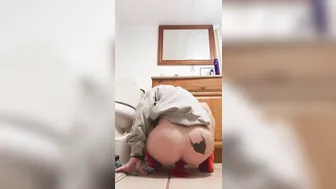 Shrooms Q, Skinny Slut Riding a Dildo Deep on the Bathroom Floor