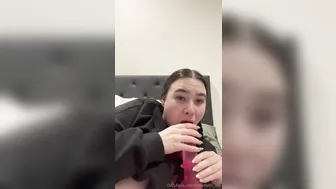 Arifaith, Sucking on a Pink Dildo in Bedroom