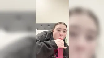 Arifaith, Sucking on a Pink Dildo in Bedroom