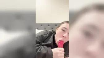 Arifaith, Sucking on a Pink Dildo in Bedroom