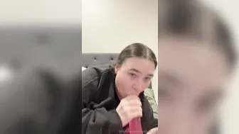 Arifaith, Sucking on a Pink Dildo in Bedroom