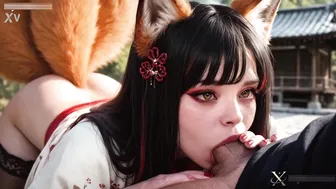 Kitsune Girl In Her Seductive Black Stocking With Kimono On