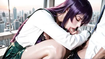 HighSchool of The Dead badass Saeko Riding Cock At Roof