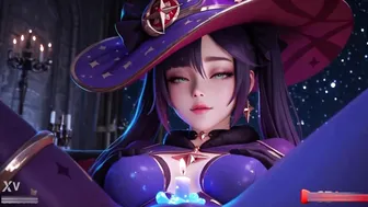 Genshin Impact Mona Juicy Hydro Spell With Wet Pussy