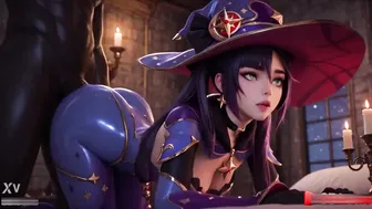 Genshin Impact Mona Juicy Hydro Spell With Wet Pussy