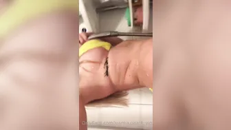 Ivanka Peach, Sexy Tiny Yellow Bikini Tease In The Shower Like A Public Tease