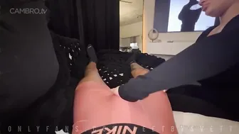 Feetbysvett, Footjob And Blowjob Wearing Tight Bodysuit Like A Latex Foot Whore