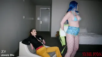 Jewelz Blu, Sybil A, Two Fashion Lesbian Sluts Strapon Fucking Each Other’s Holes