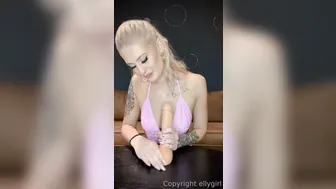 Ellygirl, Blonde Norwegian babe jerking off a big white dildo