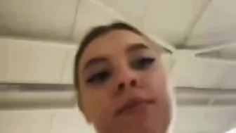 Chick Wearing Vibrator While Doing Gym End Up Dildo Cum At Restroom