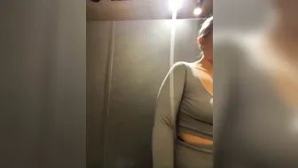 Chick Wearing Vibrator While Doing Gym End Up Dildo Cum At Restroom