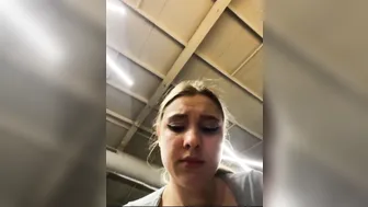 Chick Wearing Vibrator While Doing Gym End Up Dildo Cum At Restroom
