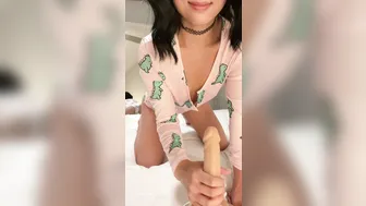 Funsized-Toy, Jerking Off A Huge White Dildo In Pajamas