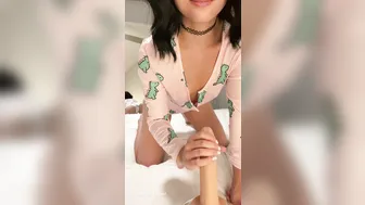 Funsized-Toy, Jerking Off A Huge White Dildo In Pajamas