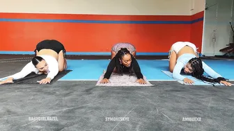 Ami Bue, Babygirlhazel, Symoneskye, Three Ebony Lesbian Babe Strapon Fucking