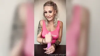 Ellygirl, Stroking A Pink Dildo Straight At The Camera