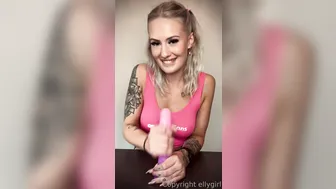 Ellygirl, Stroking A Pink Dildo Straight At The Camera