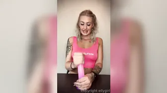 Ellygirl, Stroking A Pink Dildo Straight At The Camera