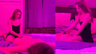 Petite Girlfriend Pegs Her Moaning Boyfriend Face-to-Face