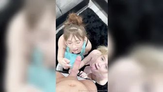 Abriebaby, Eveestarr18, Two Petite Teen Girls Sharing A Big White Cock
