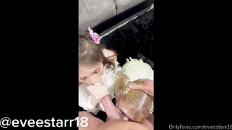 Abriebaby, Eveestarr18, Two Young Teen Girls Sharing A Big White Cock Cumshot