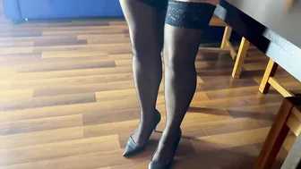 One Day with Sandra – Office Slut in Stockings Gets Used
