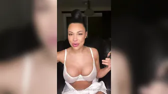Rainey James, Flashing Her Huge Tits In White Lingerie Until They Bounce Free