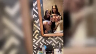 Rainey James, Teasing Her Naked Tits In The Public Toilet Until They’re Hard