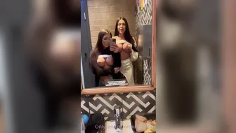 Rainey James, Teasing Her Naked Tits In The Public Toilet Until They’re Hard