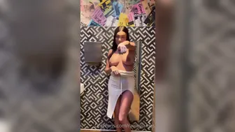 Rainey James, Teasing Her Naked Tits In The Public Toilet Until They’re Hard