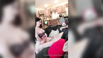 Lacie_May, Deepthroating Her Husband In The Living Room Until He Cums Down Her Throat