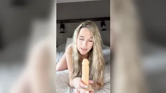 Miranda Marie, Blonde Milf Fucking A Huge White Dildo Until She Cums Hard