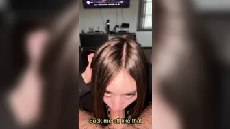 Mewslut, Hot Girlfriend Giving A Sloppy Blowjob Then Licking His Cock Clean
