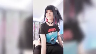 Little_Emo_Kitten, Goth Girl Riding Her Boyfriend In The Bedroom Until He Fills Her